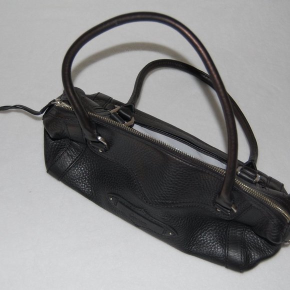 NWOT Cole Haan Black Pebble Leather Barrel Bag - Picture 5 of 9